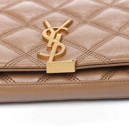 Saint Laurent Lambskin Diamond Quilted Becky Chain Wallet Gold Sand 5 of 5
