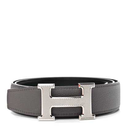 Hermes Box Togo 32mm Guilloche H Belt 85 Black Etain 1 of 5