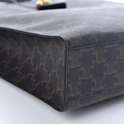 Celine Triomphe Canvas Calfskin Large Vertical Cabas Black 5 of 9
