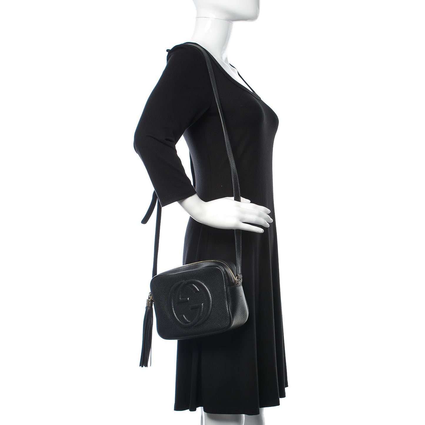 Pebbled Calfskin Small Soho Disco Bag Black