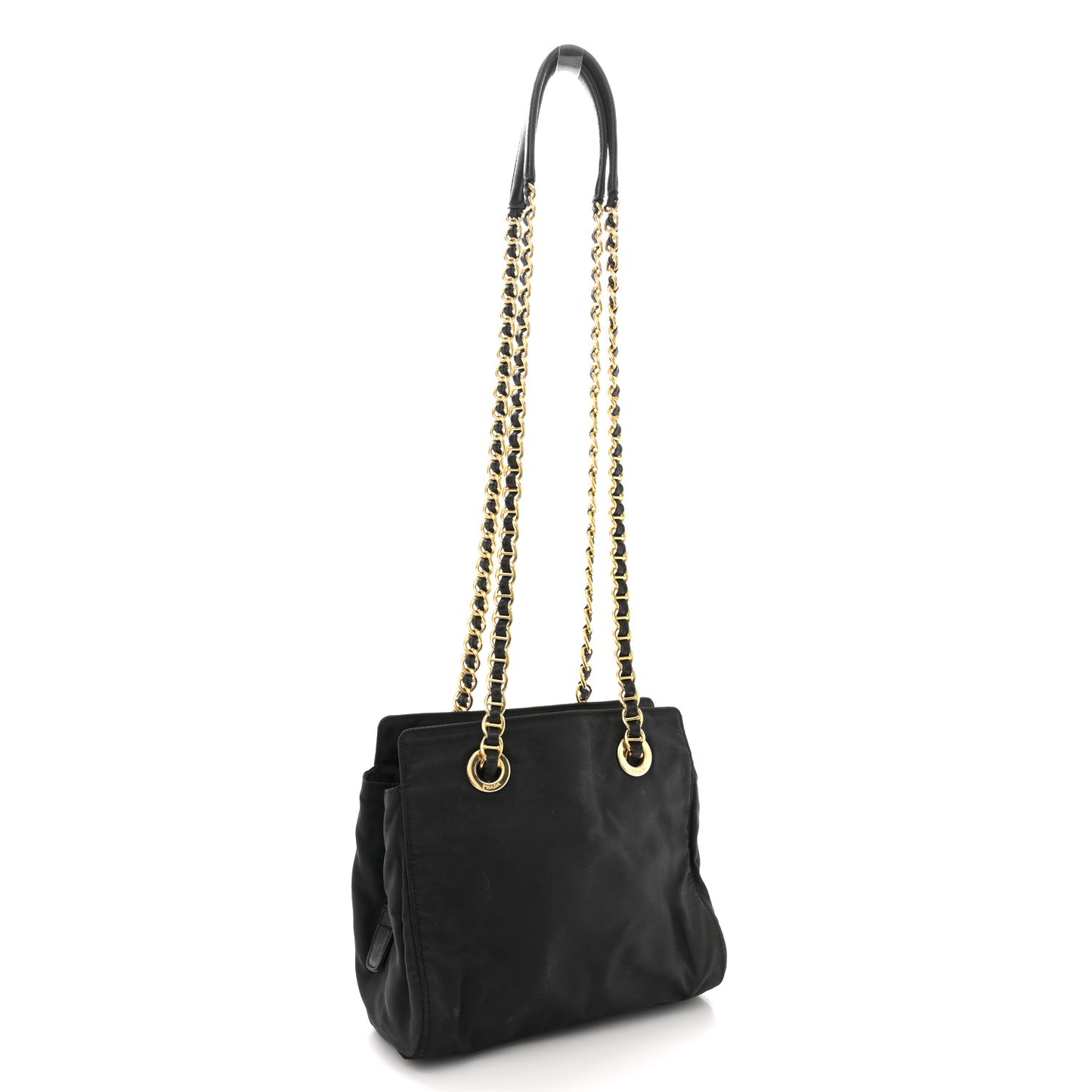 Tessuto Nylon Chain Shoulder Bag Black