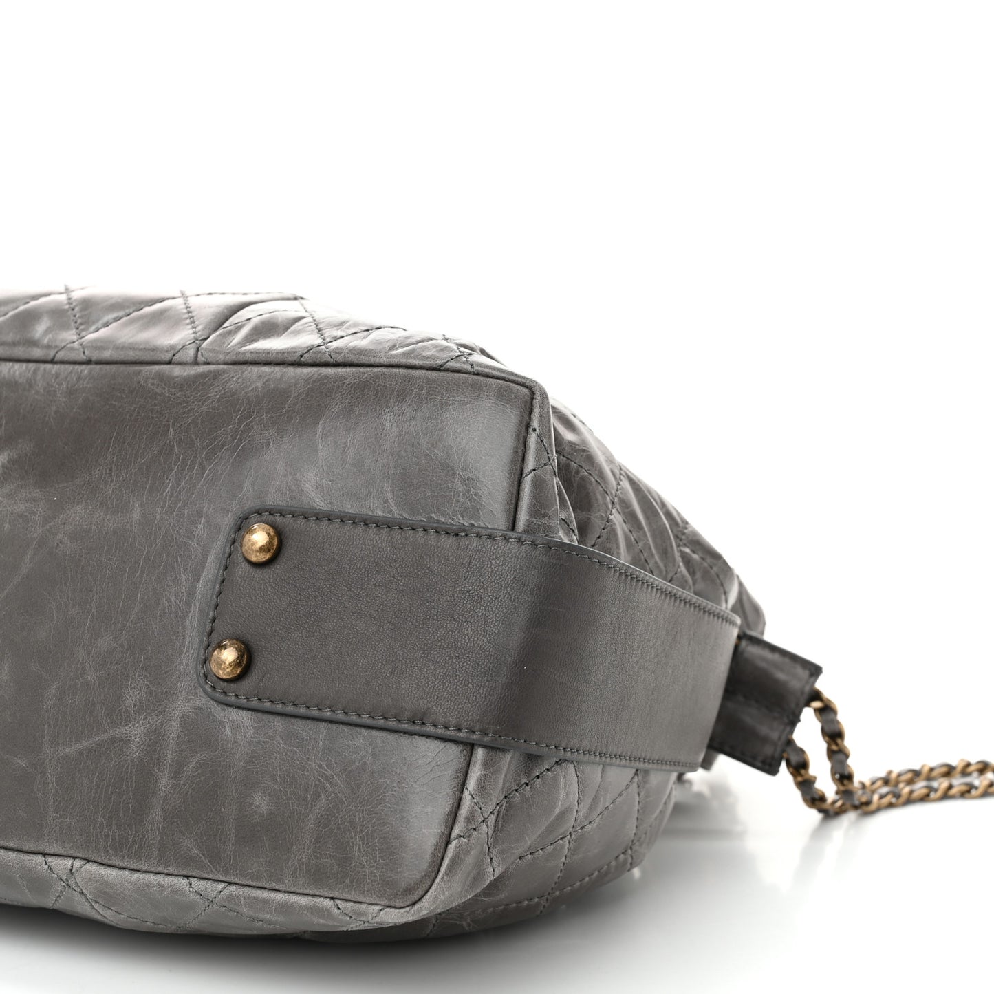 Glazed Calfskin Stingray Bindi CC Accordion Tote Grey