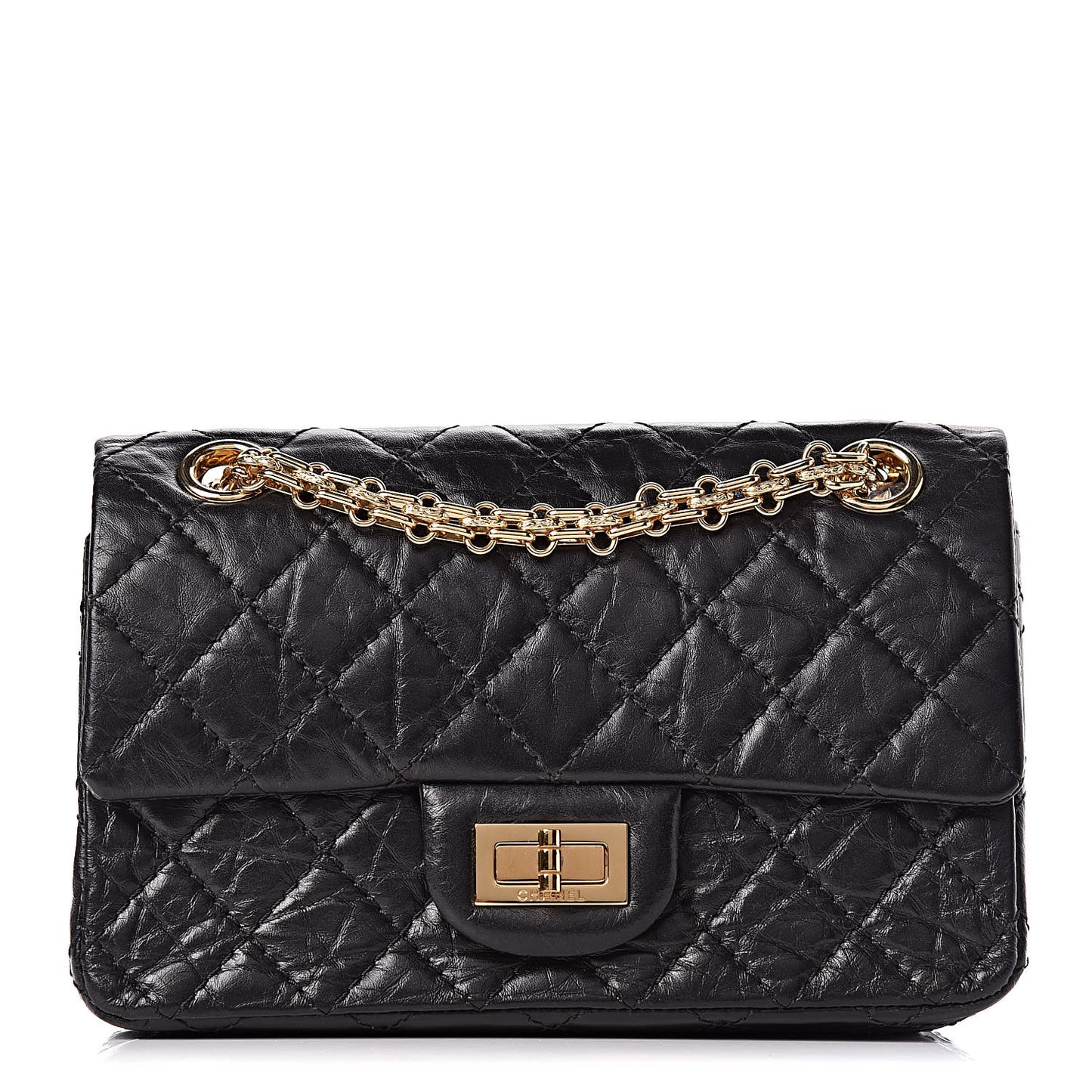 Aged Calfskin Quilted 2.55 Reissue Mini Flap Black