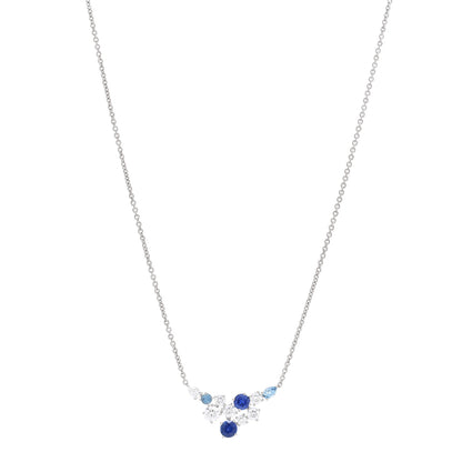 Harry Winston Platinum Diamond Aquamarine Blue Sapphire Sparkling Cluster Pendant Necklace 1 of 3