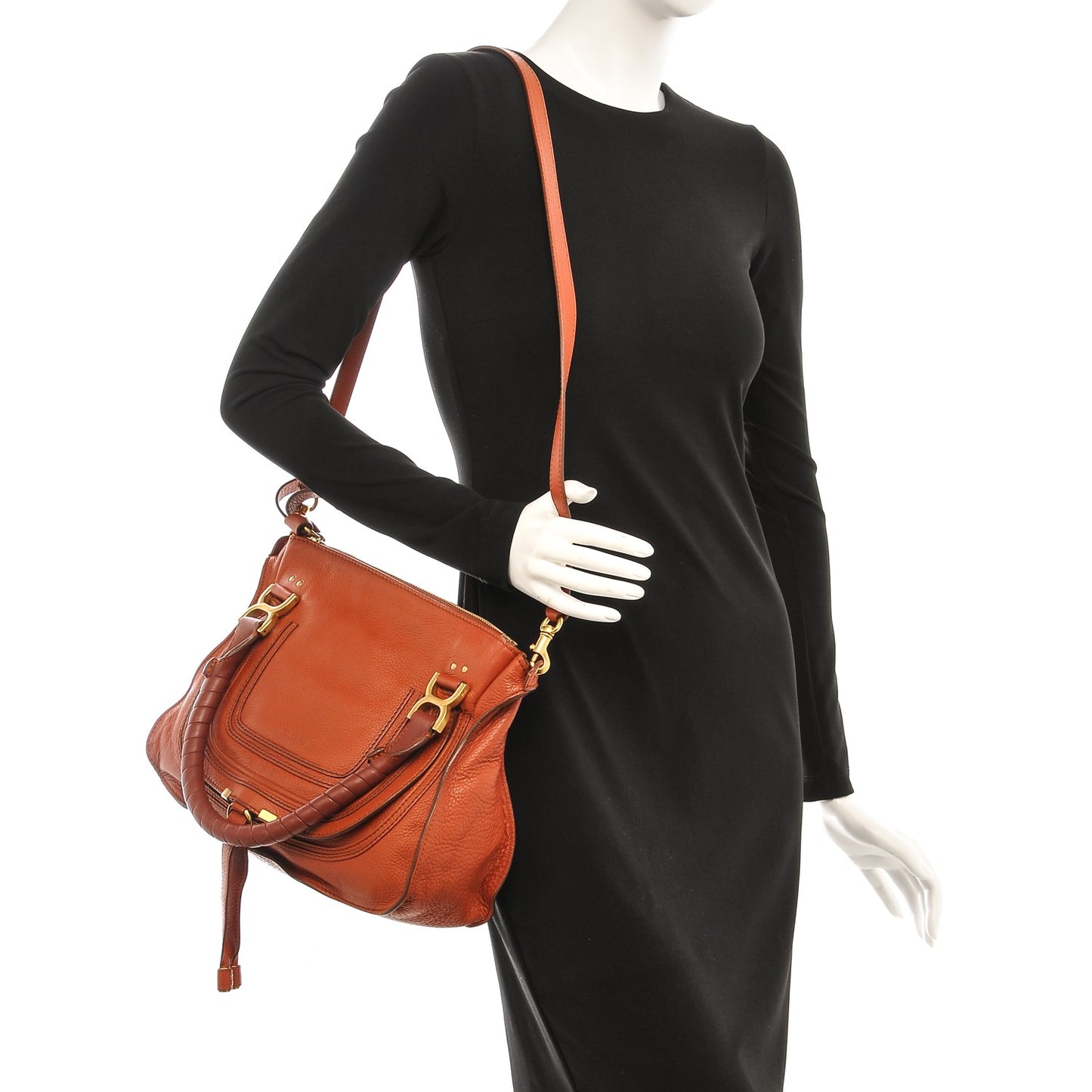 Calfskin Medium Marcie Satchel Red Bush