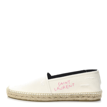 Saint Laurent Canvas Nappa Elba Light Logo Embroidered Espadrilles 41.5 Panna 1 of 9