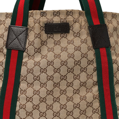 Gucci GG Monogram Medium Web Handle Vertical Tote Dark Brown 8 of 10
