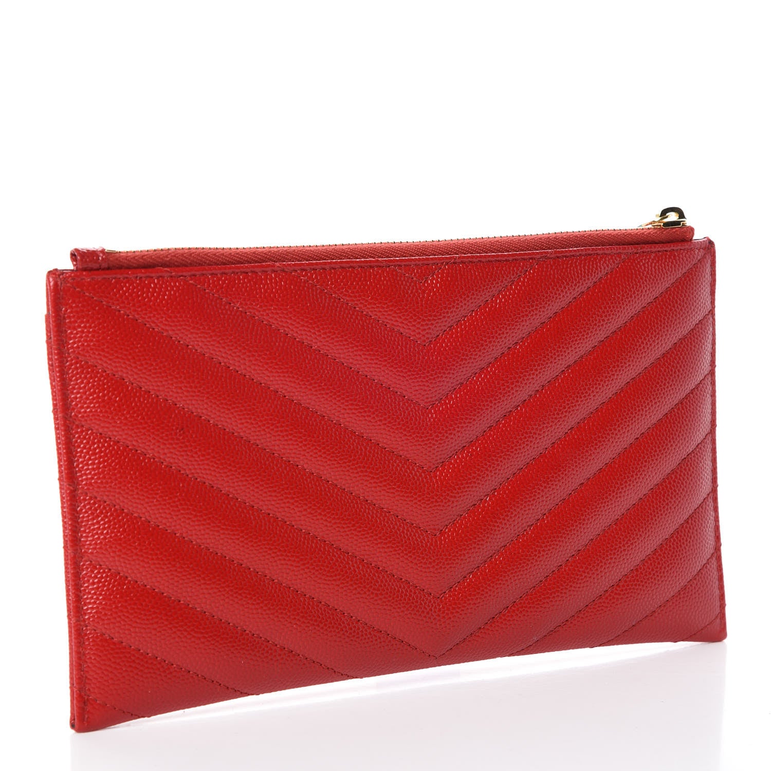 Saint Laurent Grain De Poudre Chevron Monogram Bill Pouch Bandana Red 3 of 8