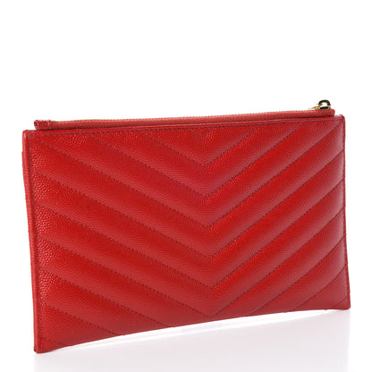 Saint Laurent Grain De Poudre Chevron Monogram Bill Pouch Bandana Red 3 of 8