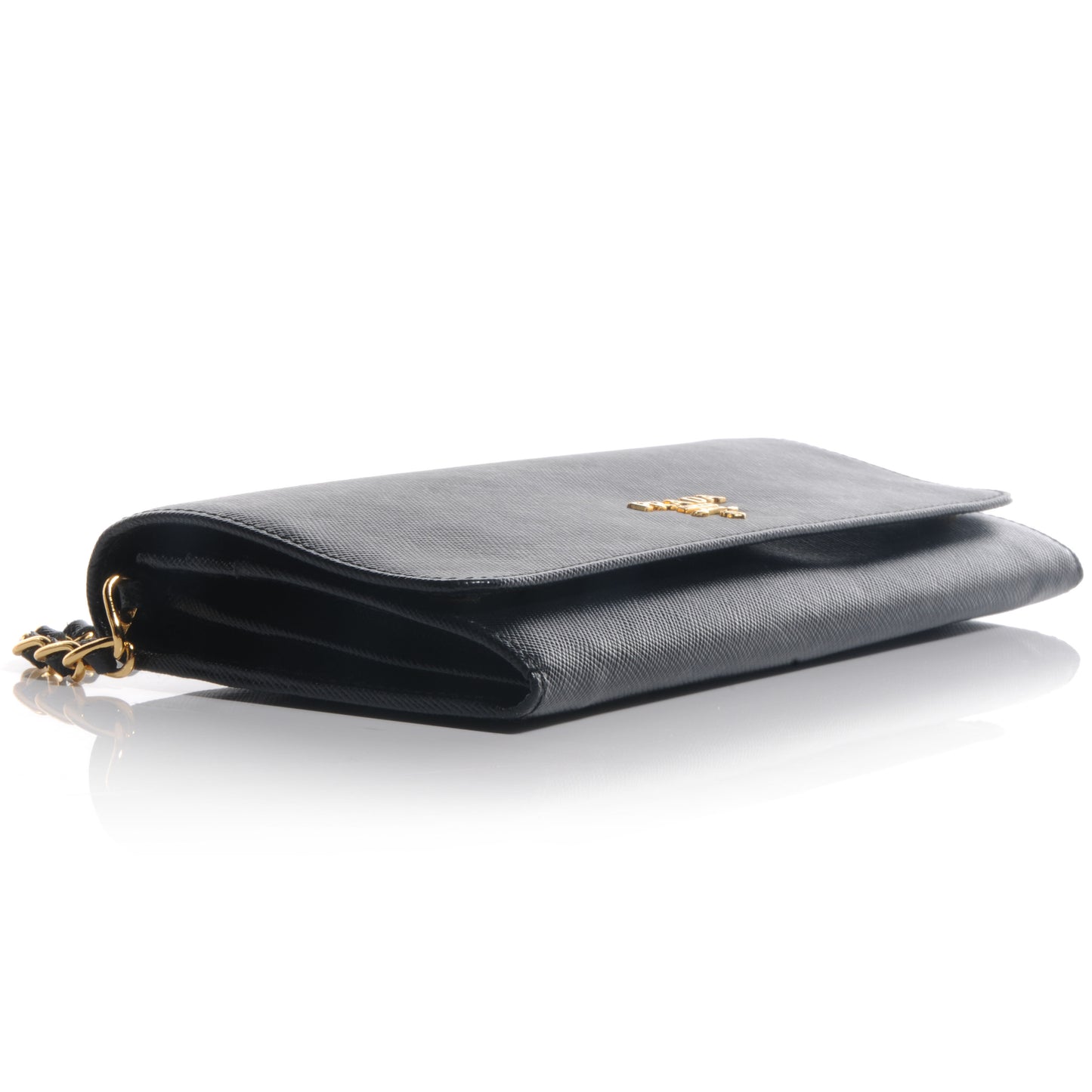 Saffiano Metal Oro Chain Wallet Nero Black