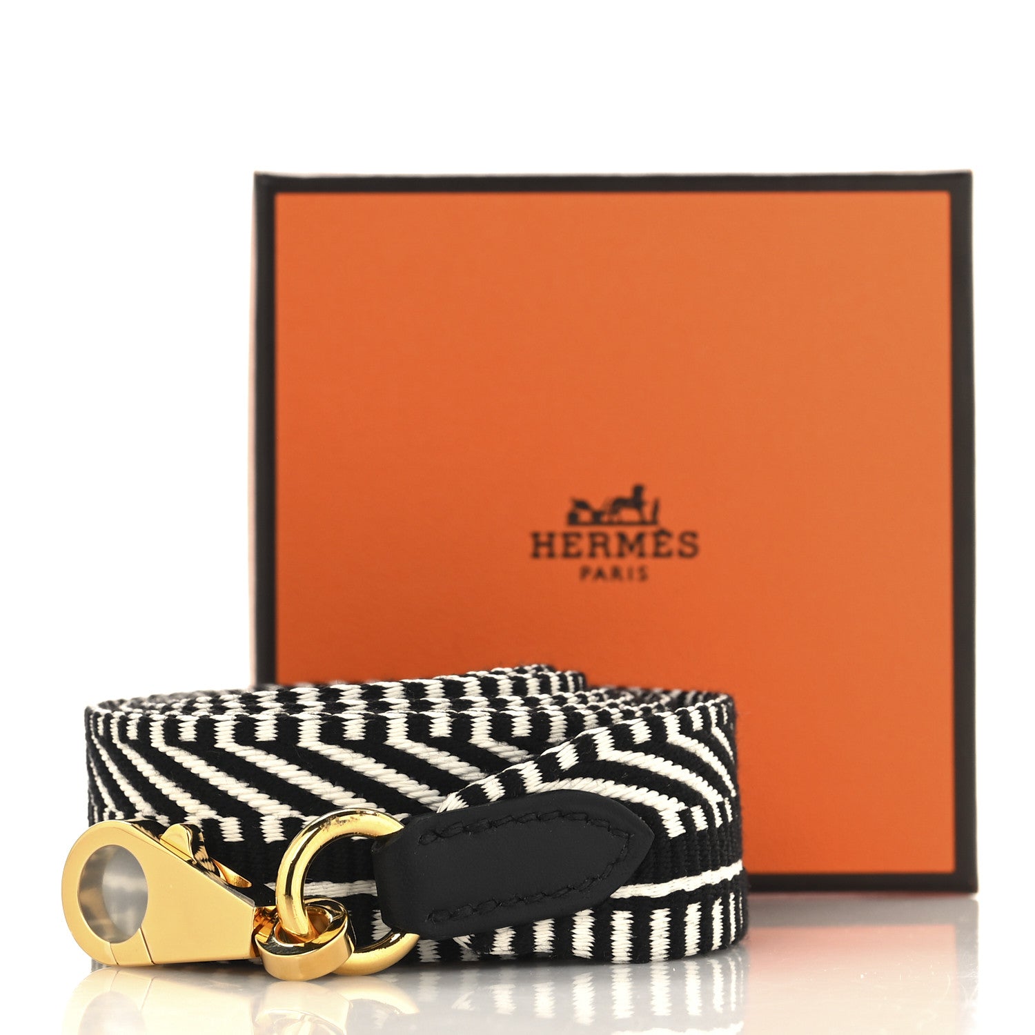 Hermes Toile Swift 25mm Sangle Cavale Shoulder Strap Black Ecru 6 of 6