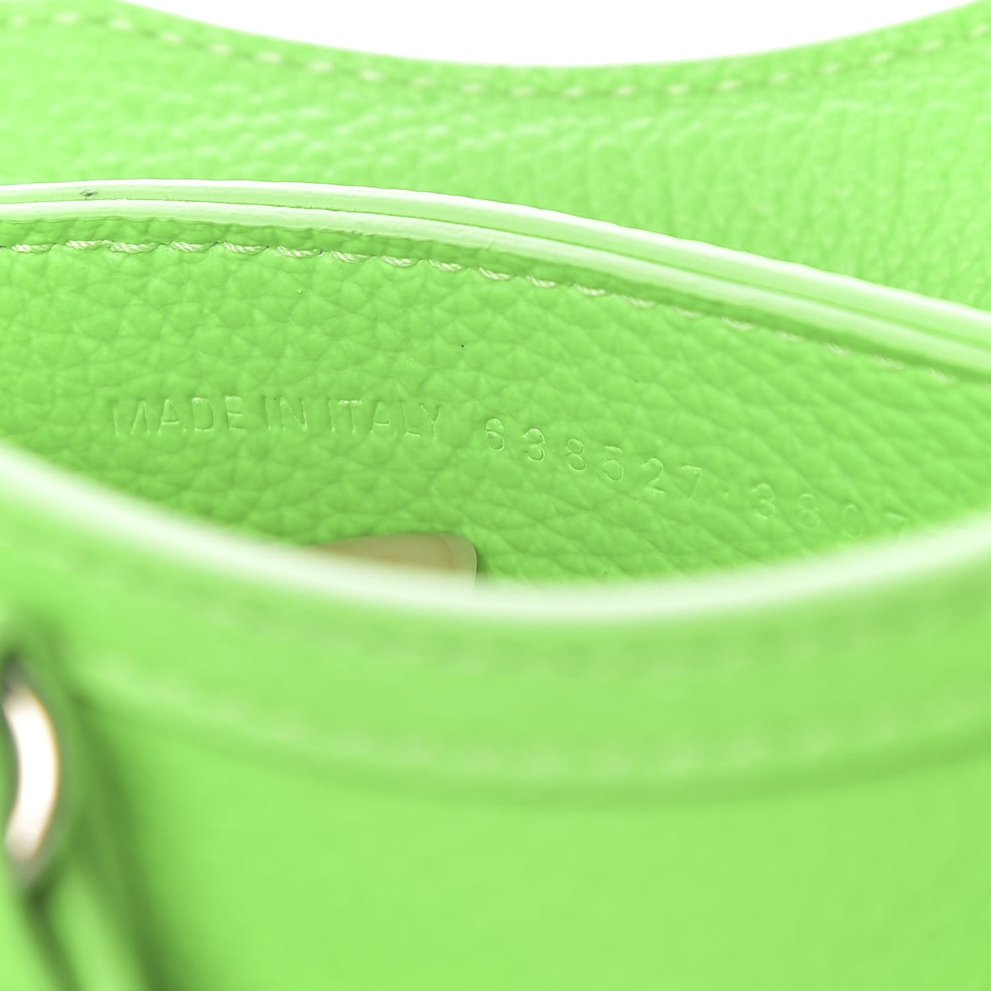 Grained Calfskin Neo Classic Silver Hardware Nano City Crossbody Fluo Green