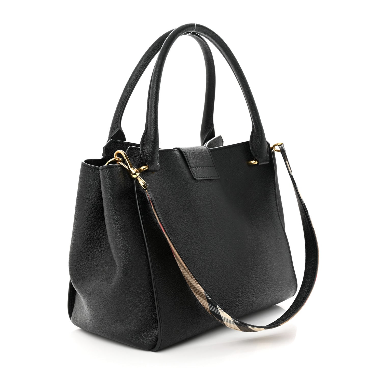 Soft Grain Calfskin Medium Buckle Tote Black