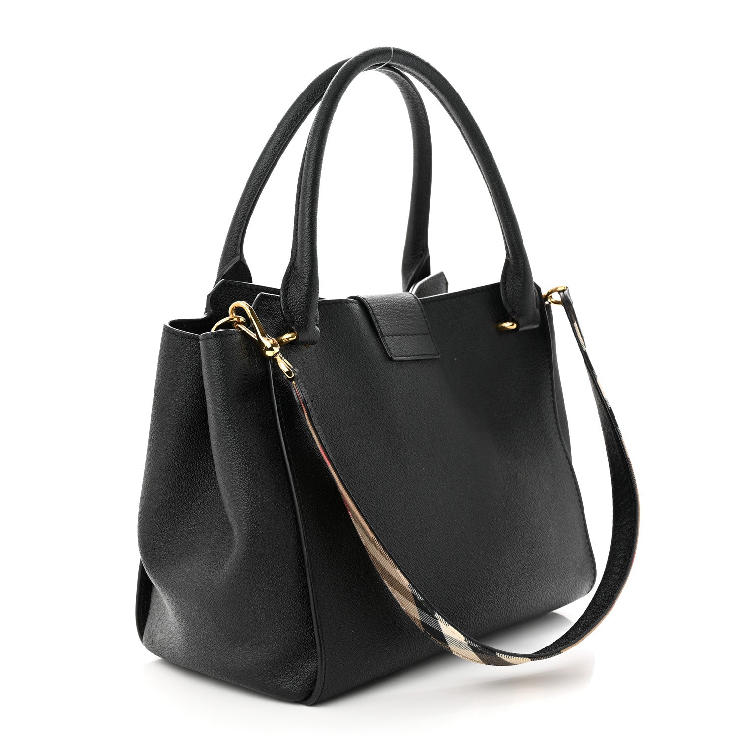 Burberry Soft Grain Calfskin Medium Buckle Tote Black 3 of 11