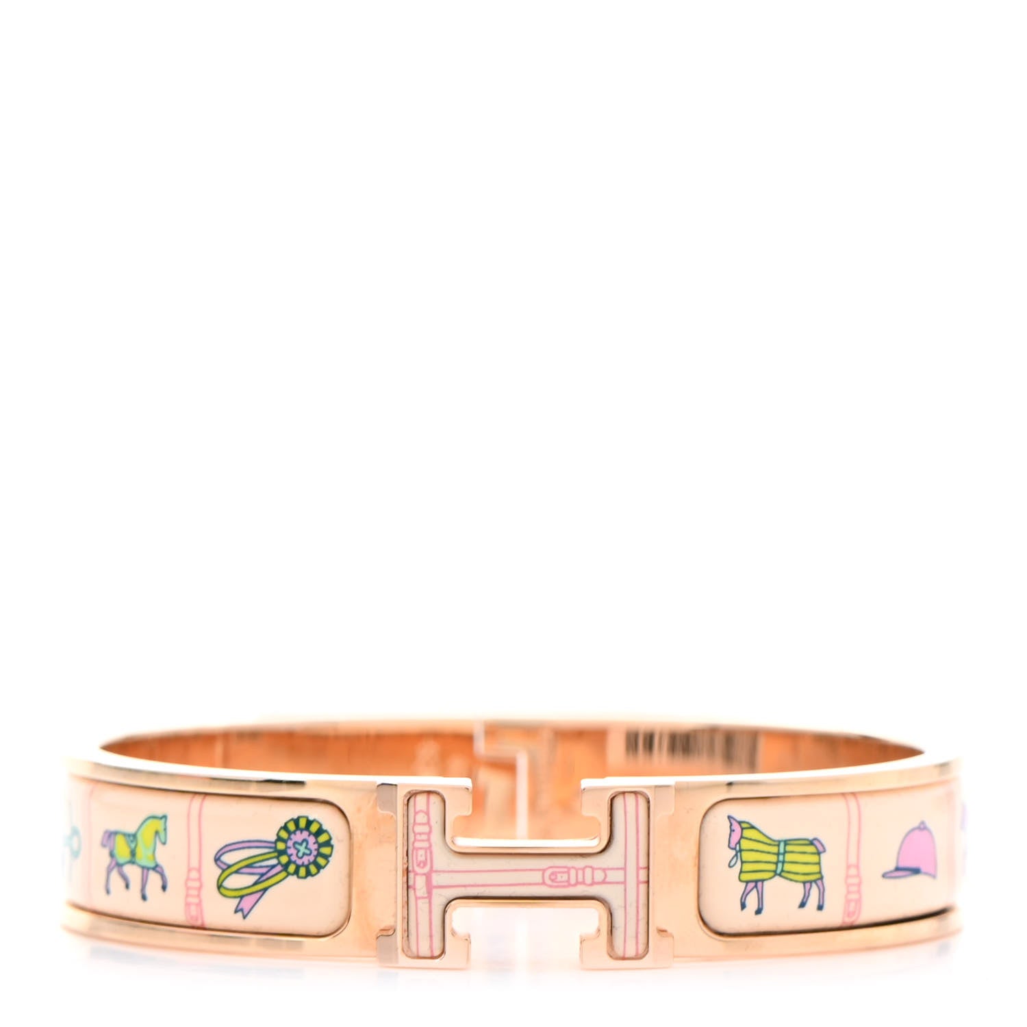 Hermes Enamel Narrow Print Couvertures et Tenues de Jour Clic Clac H Bracelet PM Color Patch Pannacotta 1 of 5