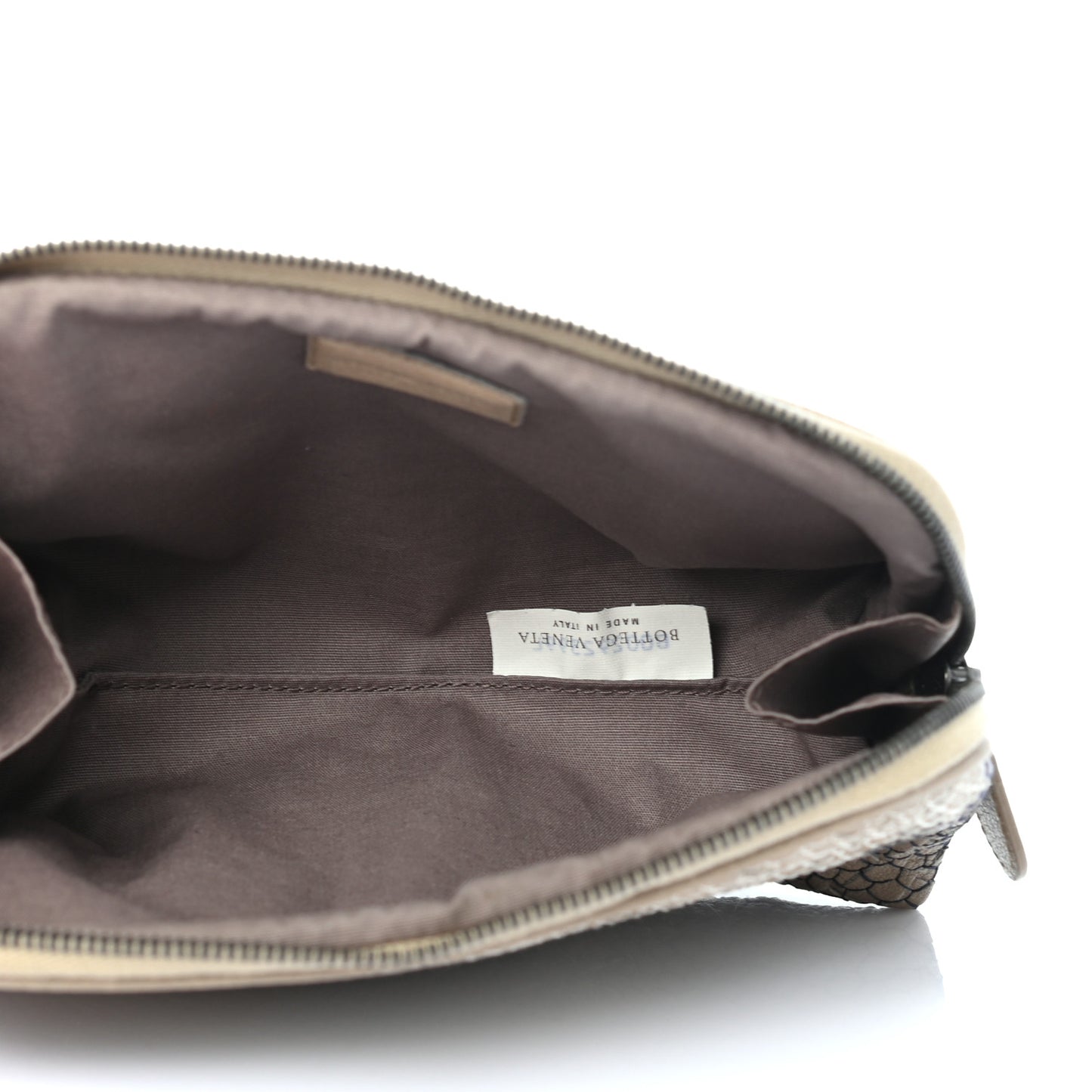 Nappa Intrecciato Camo Embroidered Cosmetic Pouch Taupe