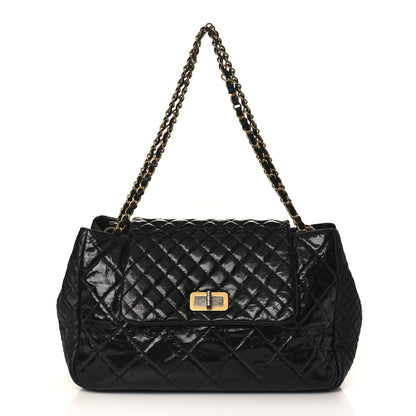 Chanel Glazed Crinkled Lambskin Large East West Flap Black 1 of 8