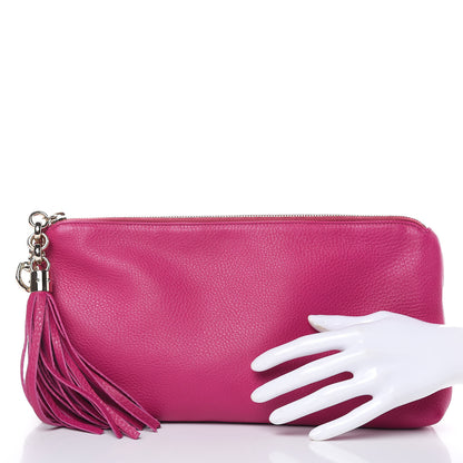 Gucci Pebbled Calfskin Tassel Clutch Fuchsia 2 of 9