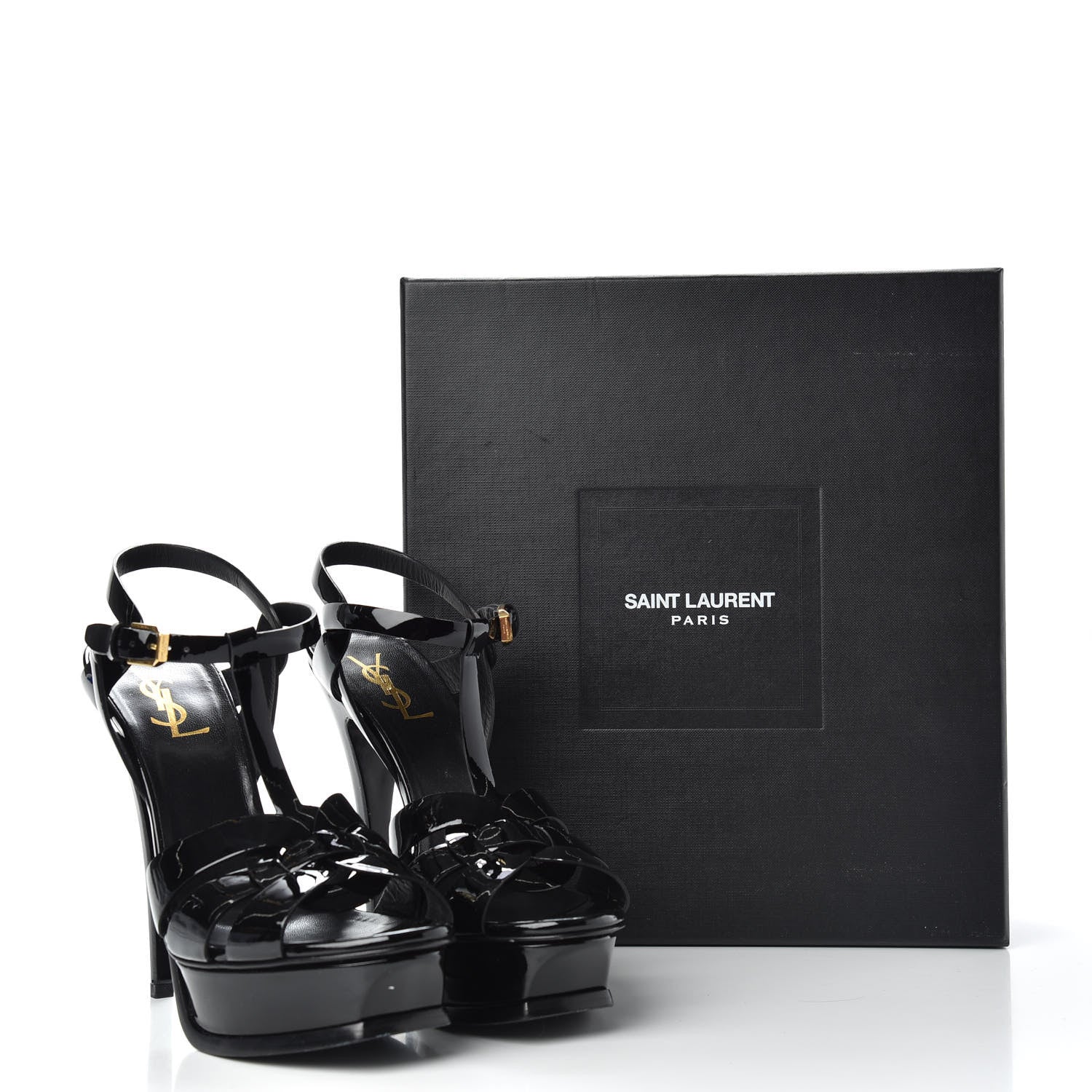 Saint Laurent Patent Tribute 105 Platform Sandals 38.5 Black 10 of 10