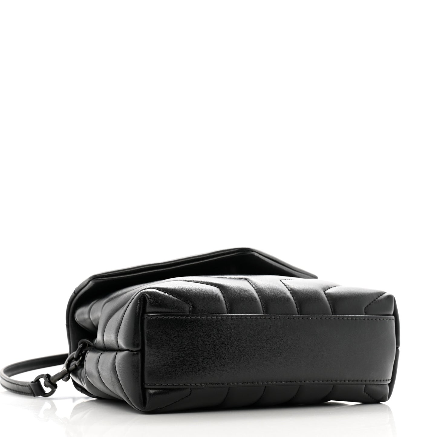 Calfskin Y Quilted Monogram Monochrome Toy Loulou Crossbody Bag Black