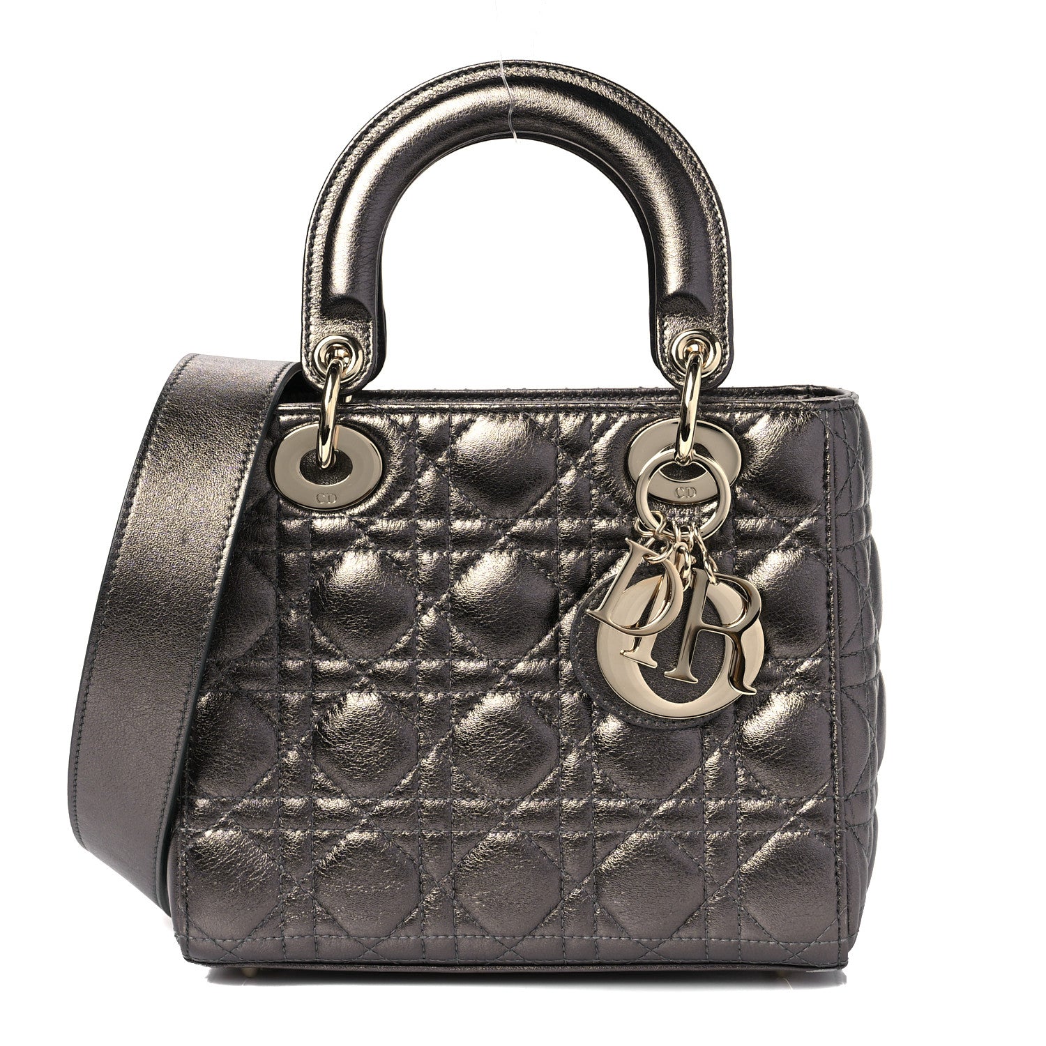 Christian Dior Lambskin Cannage Small My ABCDior Lady Dior Metallic Grey 1 of 7