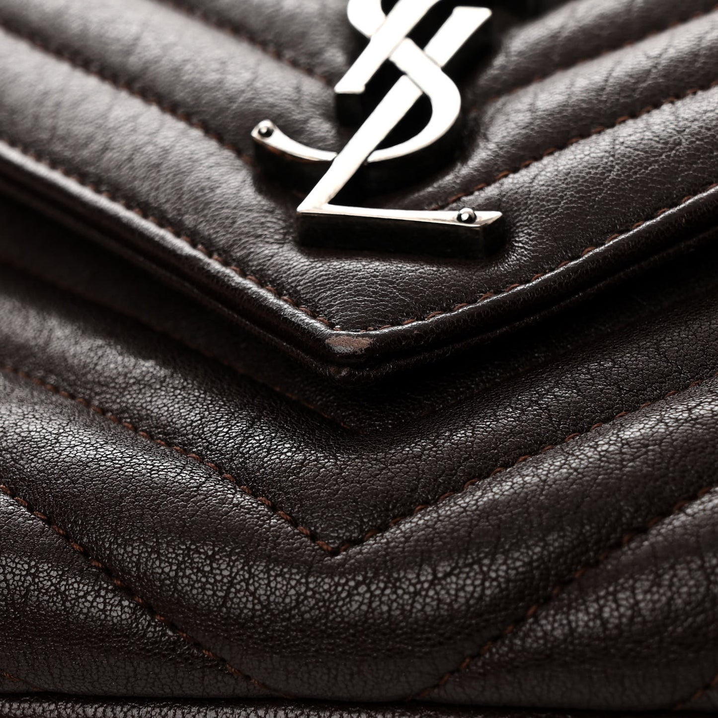 Sheepskin Matelasse Chevron Monogram Medium College Bag Black Tulip