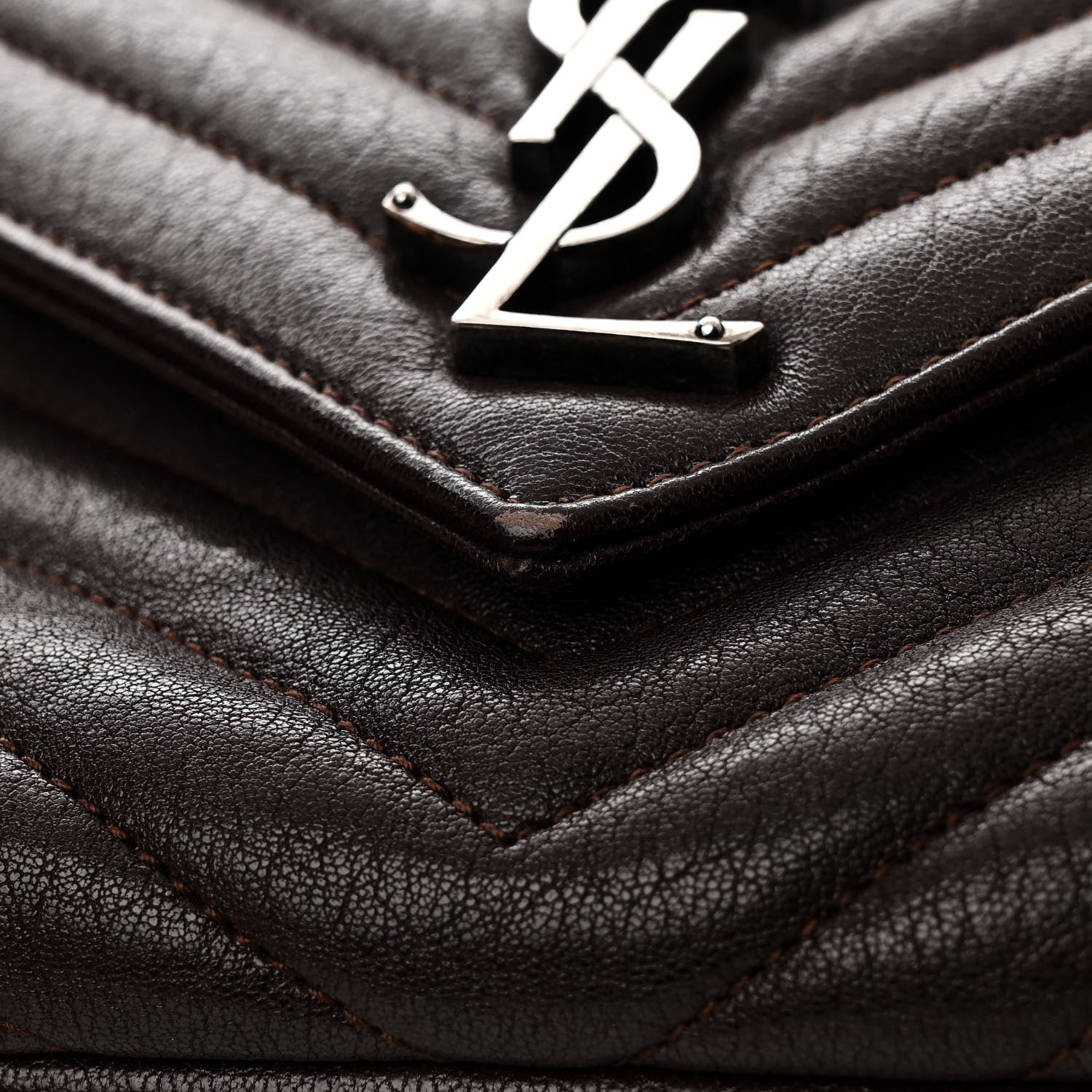 Saint Laurent Sheepskin Matelasse Chevron Monogram Medium College Bag Black Tulip 13 of 13