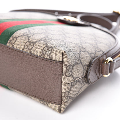 Gucci GG Supreme Monogram Textured Dollar Calfskin Web Small Ophidia Dome Shoulder Bag Beige Ebony New Acero 9 of 9