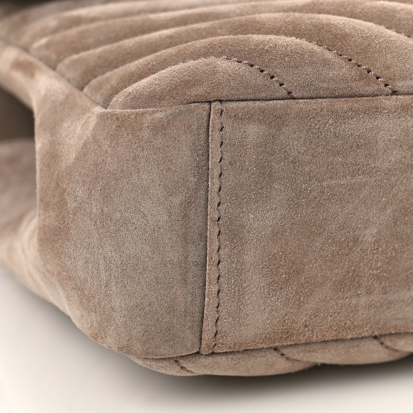Suede Matelasse Chevron Monogram Medium College Bag Taupe