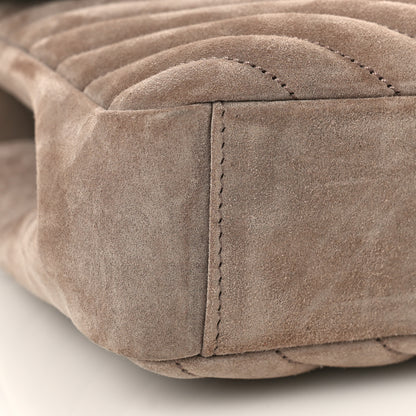 Saint Laurent Suede Matelasse Chevron Monogram Medium College Bag Taupe 8 of 9