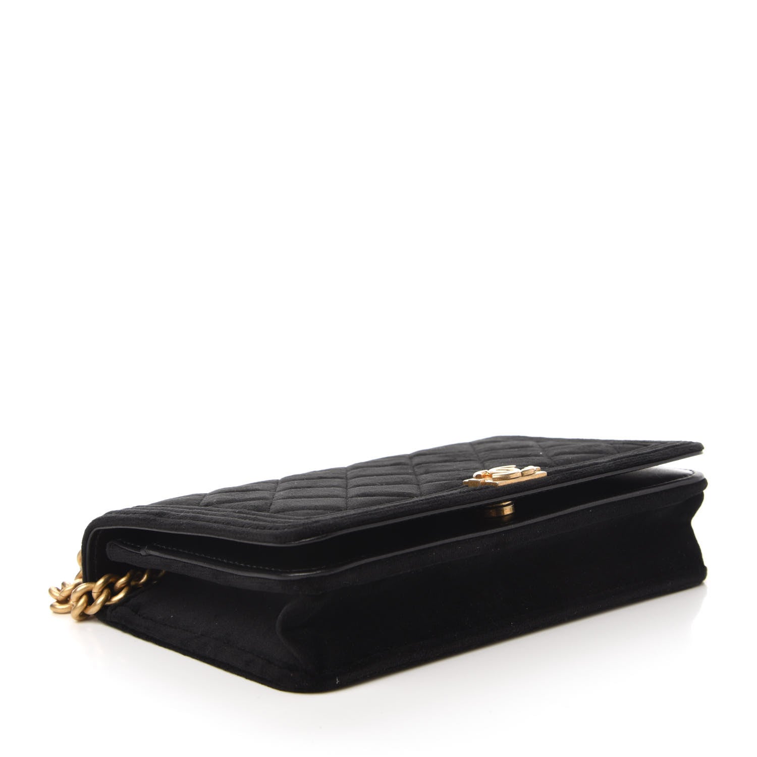 Chanel Velvet Quilted Boy Wallet On Chain WOC Black 4 of 11