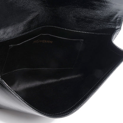 Saint Laurent Textured Patent Monogram Large Belle De Jour Clutch Black 5 of 8