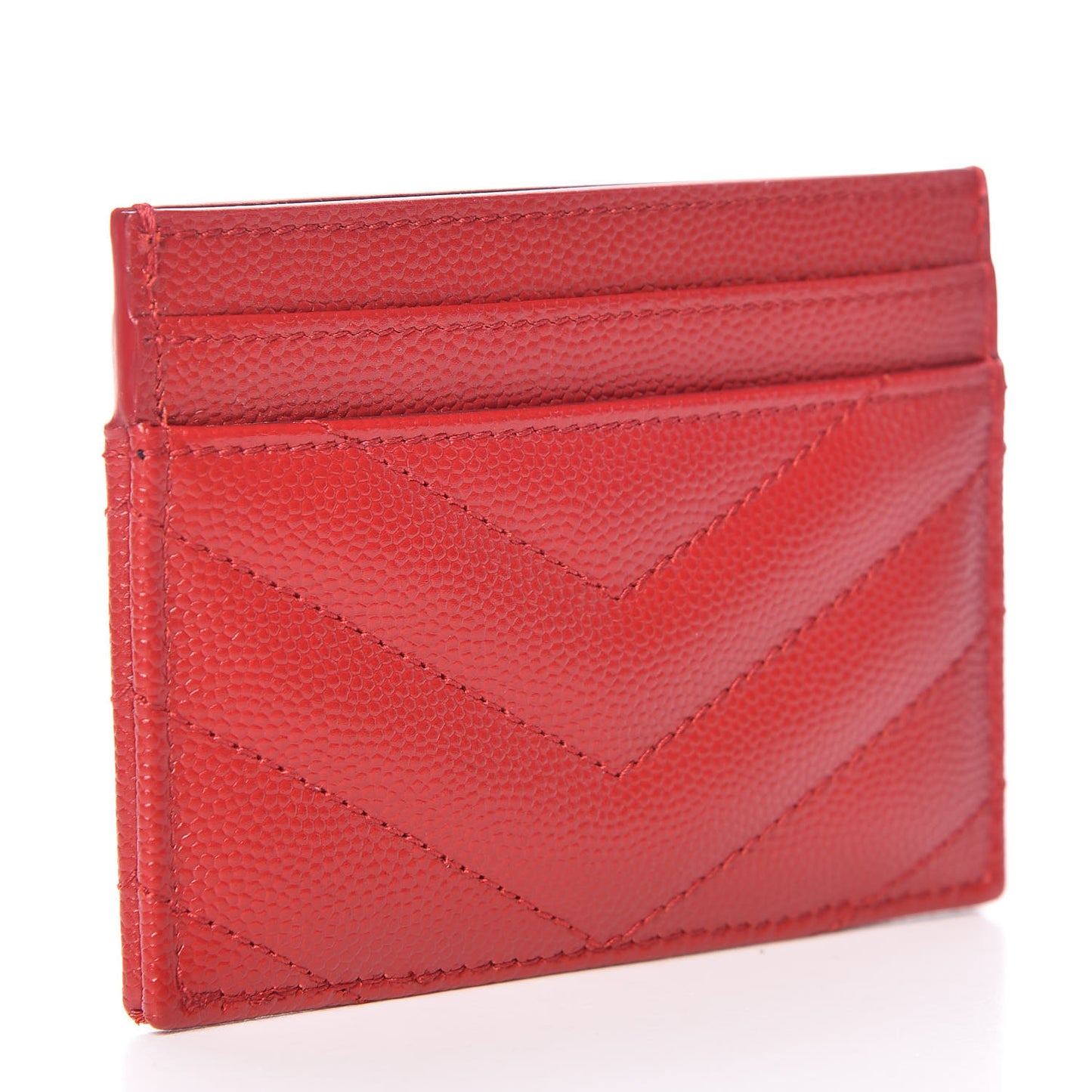 Grain De Poudre Matelasse Chevron Monogram Credit Card Case New Red