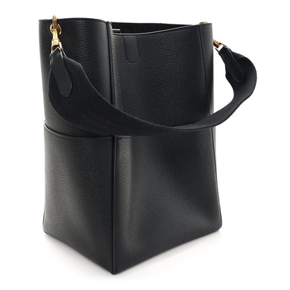 Celine Soft Grained Calfskin Sangle Bucket Bag Black 2 of 9