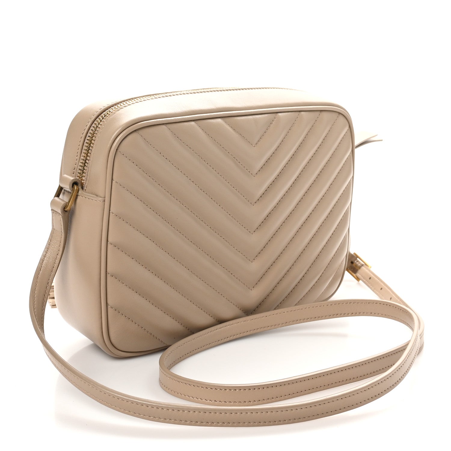 Saint Laurent Calfskin Matelasse Monogram Lou Camera Bag Dark Beige 2 of 11