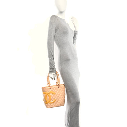 Chanel Calfskin Quilted Medium Cambon Tote Beige Black 2 of 12