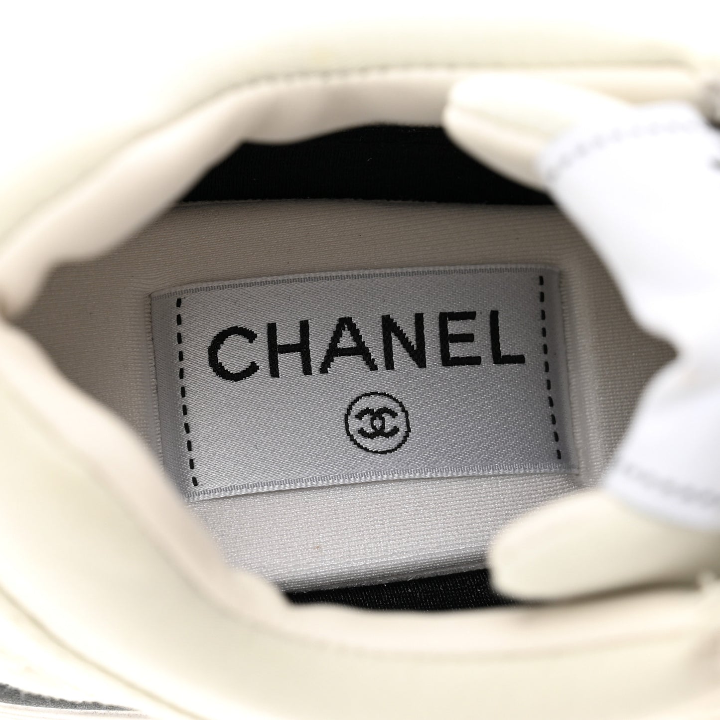 Fabric Suede Calfskin Quilted CC Sneakers 37 White