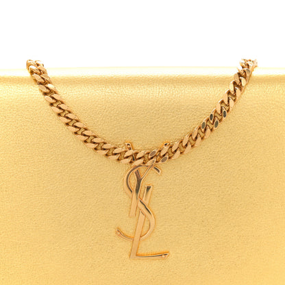 Saint Laurent Metallic Calfskin Monogram Chain Wallet Gold 7 of 10
