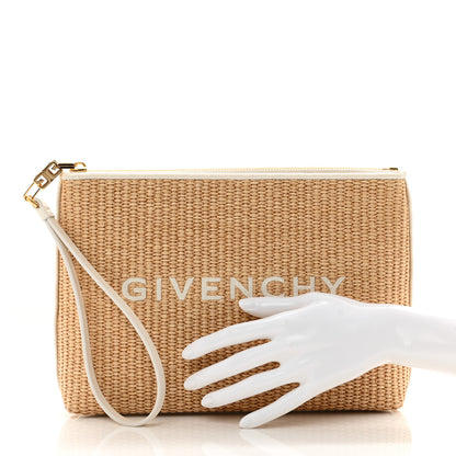 Givenchy Raffia Large G-Pouch Wristlet Natural 2 of 7