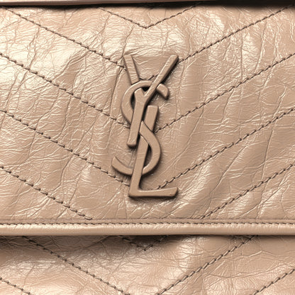 Saint Laurent Crinkled Calfskin Matelasse Monogram Medium Niki Chain Satchel Gold Sand 8 of 10