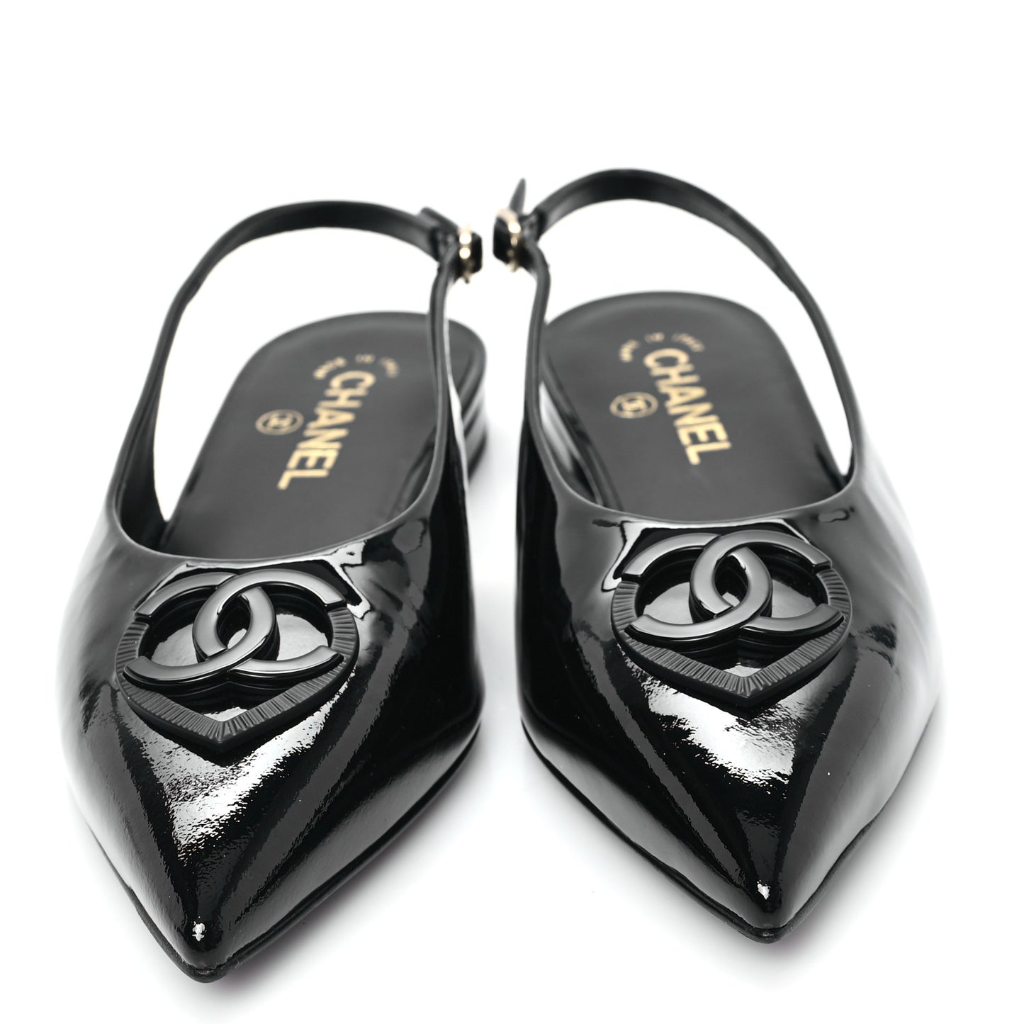Patent Heart CC Slingback Flats 37.5 Black