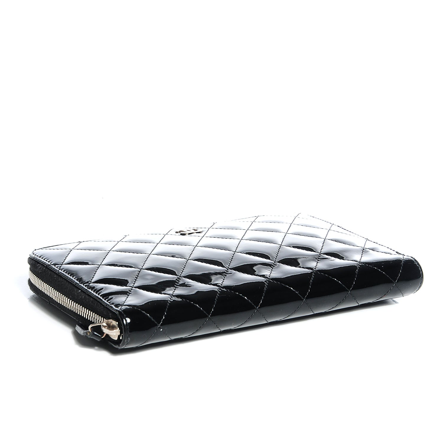 Chanel Patent Quilted Large Zip Around Organizer Wallet Black 4 of 9