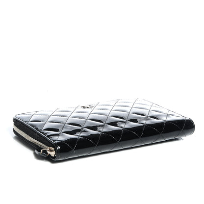 Chanel Patent Quilted Large Zip Around Organizer Wallet Black 4 of 9