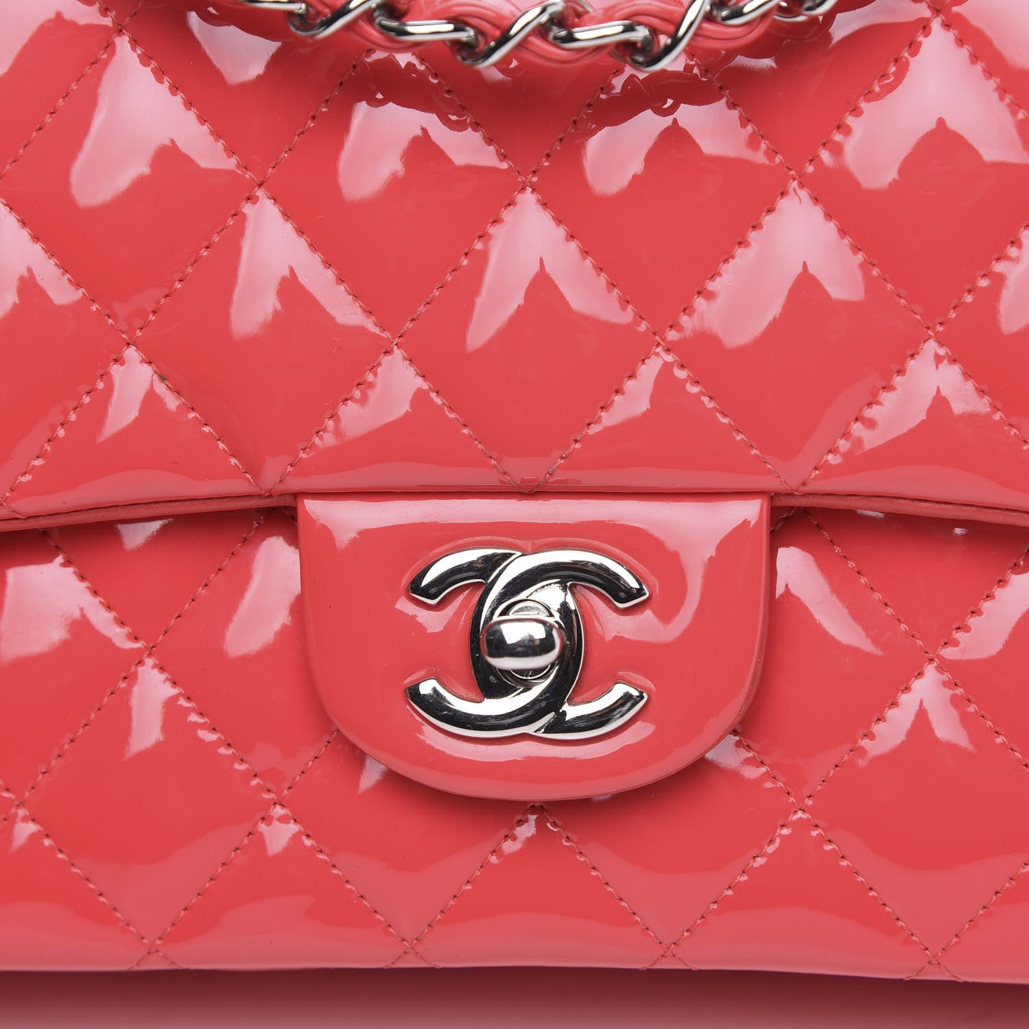 Chanel Patent Quilted Medium Double Flap Pink 13 of 13