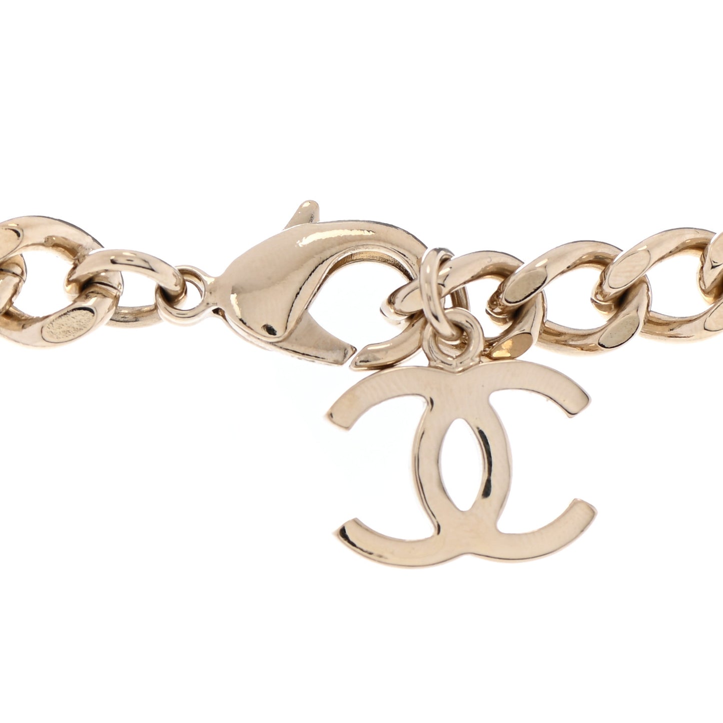 Pearl Crystal CC Chain Choker Necklace Gold