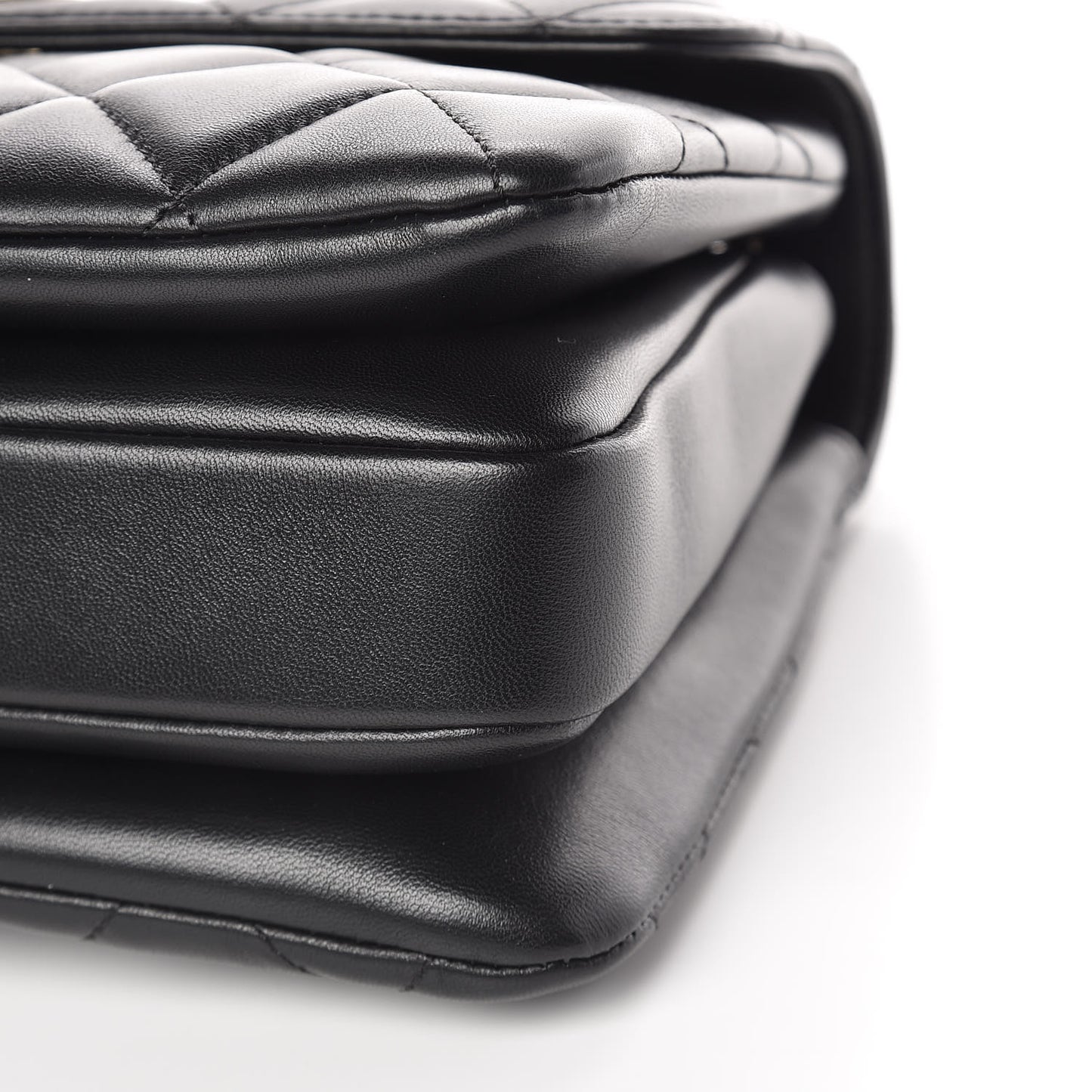 Lambskin Quilted Small Trendy CC Dual Handle Flap Bag Black