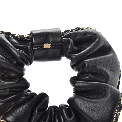 Chanel Lambskin Chain CC Hair Scrunchie Black Gold 4 of 5