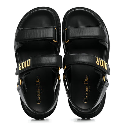 Christian Dior Lambskin Dioract 10mm Sandals 37 Black 5 of 9