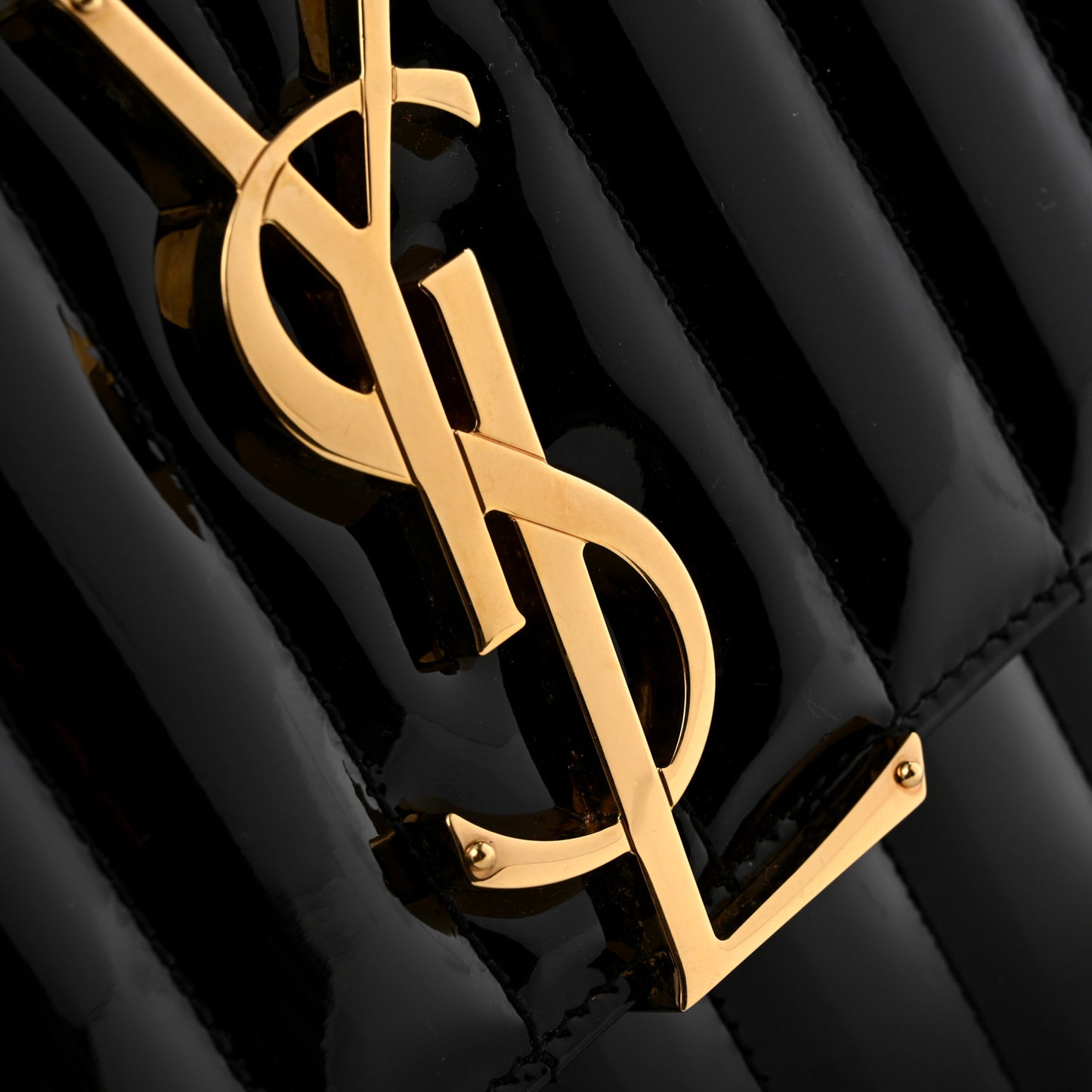 Patent Matelasse Monogram Large Vicky Chain Bag Black