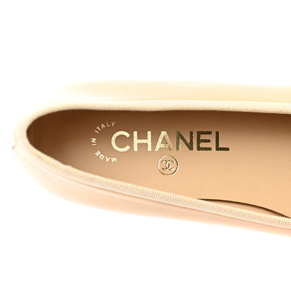 Chanel Lambskin Cap Toe CC Ballerina Flats 36 Beige Black 7 of 9